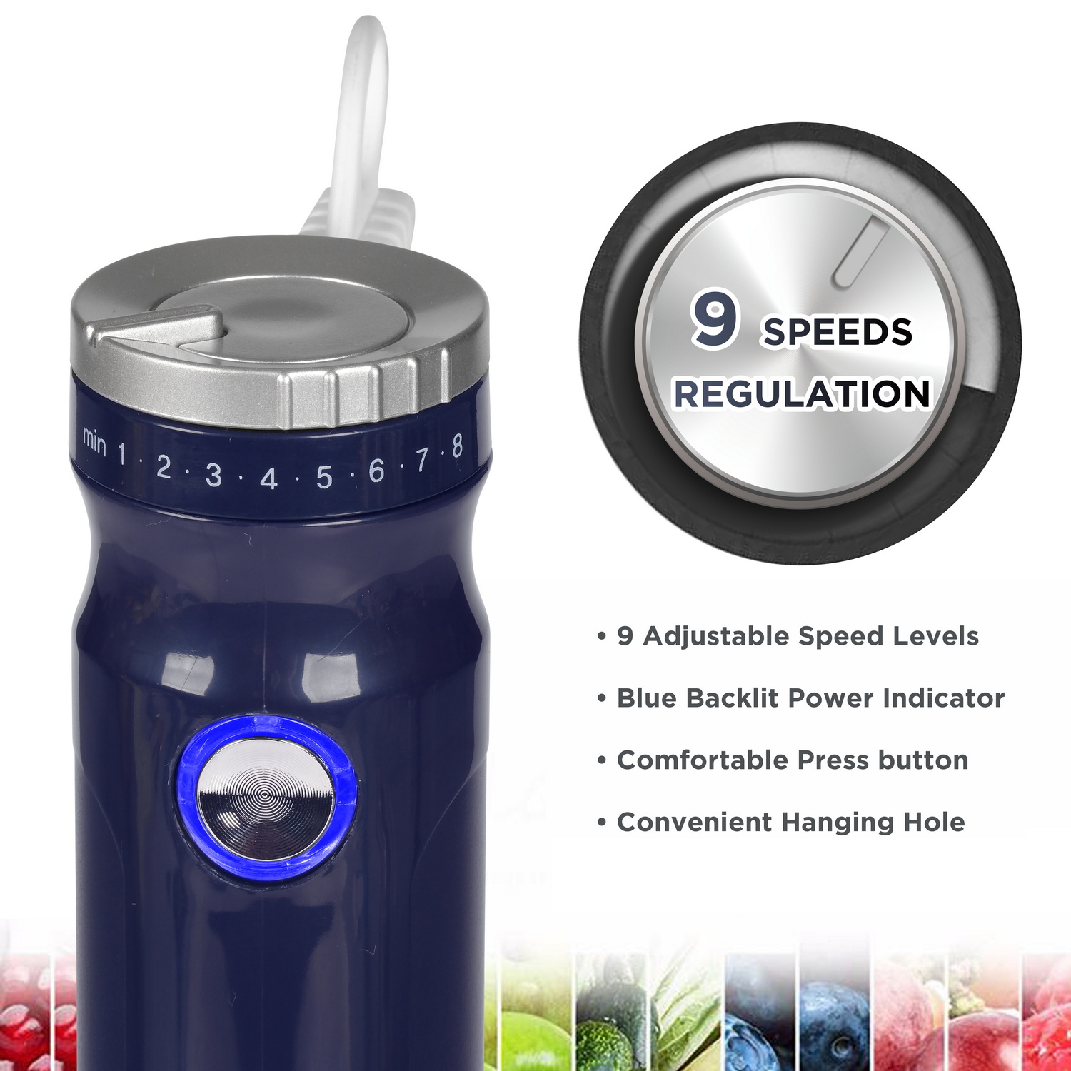 Magiccos Immersion Stick Hand Blender - 9 Speeds Contorl, Slim Stick Blender Wand, 350W DC Motor, For Shakes and Smoothi